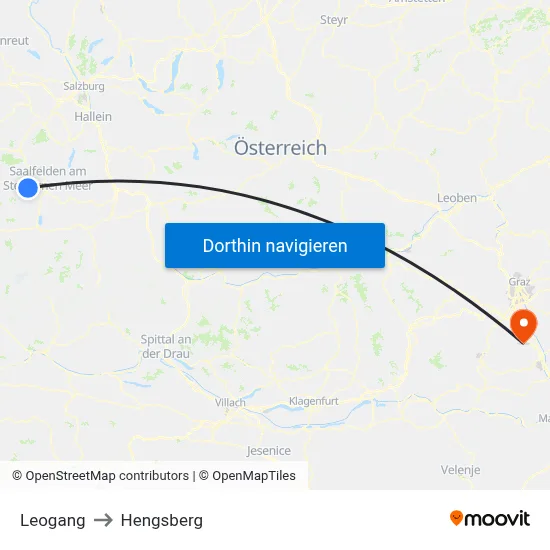 Leogang to Hengsberg map