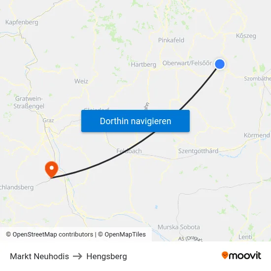 Markt Neuhodis to Hengsberg map
