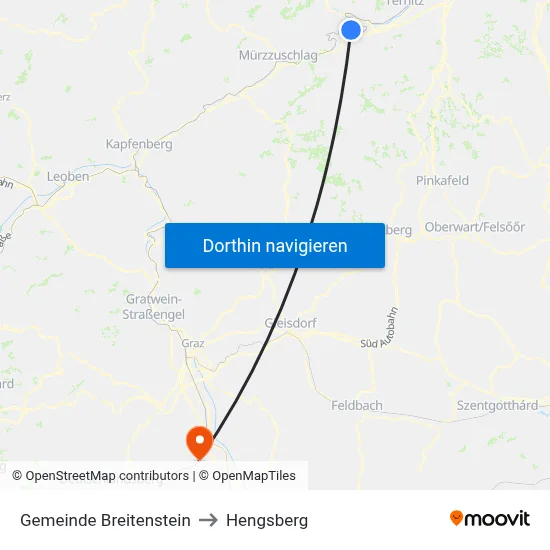 Gemeinde Breitenstein to Hengsberg map