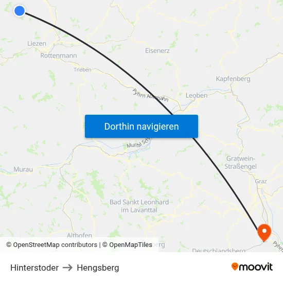 Hinterstoder to Hengsberg map
