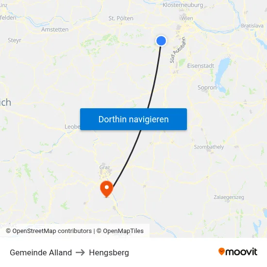 Gemeinde Alland to Hengsberg map
