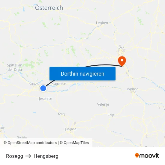 Rosegg to Hengsberg map