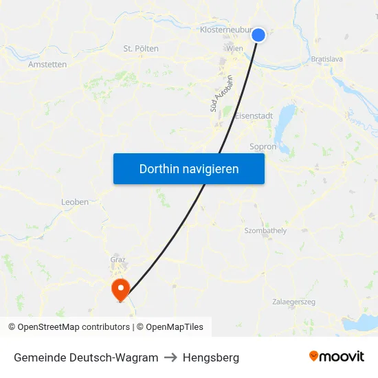 Gemeinde Deutsch-Wagram to Hengsberg map