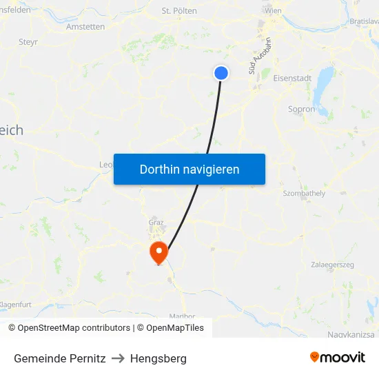 Gemeinde Pernitz to Hengsberg map