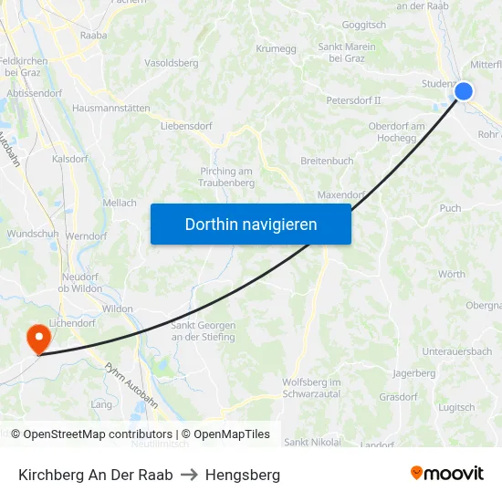 Kirchberg An Der Raab to Hengsberg map