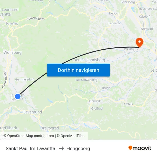 Sankt Paul Im Lavanttal to Hengsberg map