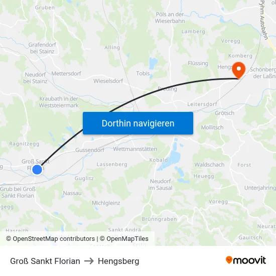 Groß Sankt Florian to Hengsberg map