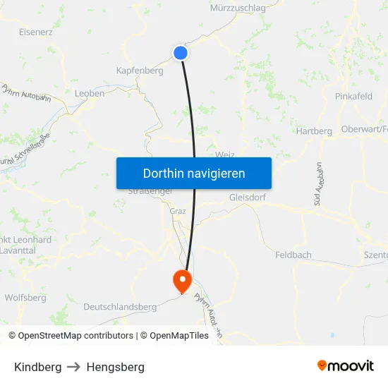 Kindberg to Hengsberg map