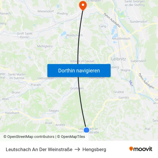 Leutschach An Der Weinstraße to Hengsberg map