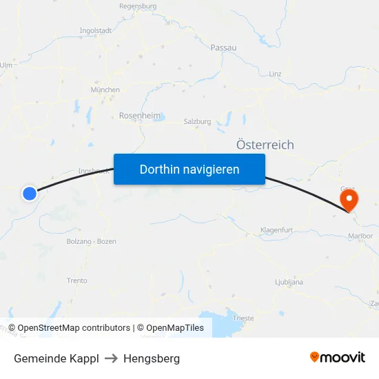 Gemeinde Kappl to Hengsberg map