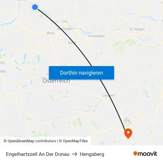 Engelhartszell An Der Donau to Hengsberg map
