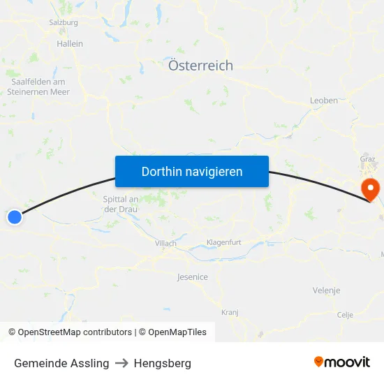 Gemeinde Assling to Hengsberg map