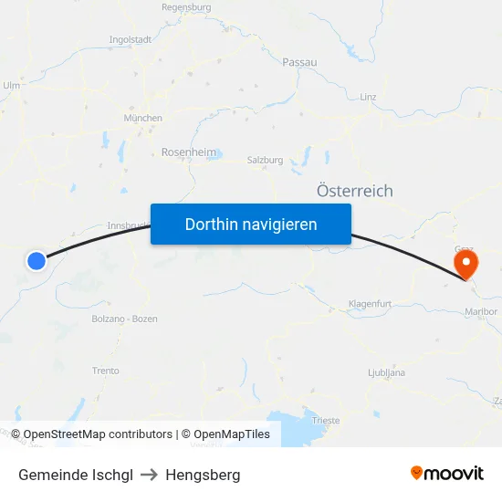 Gemeinde Ischgl to Hengsberg map