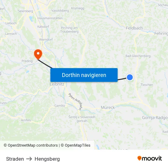 Straden to Hengsberg map