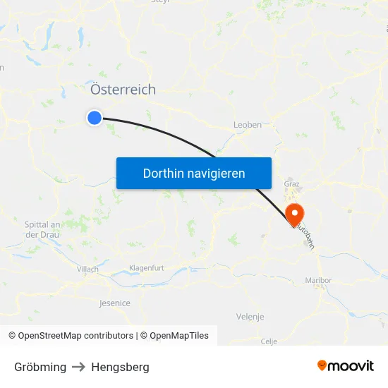 Gröbming to Hengsberg map
