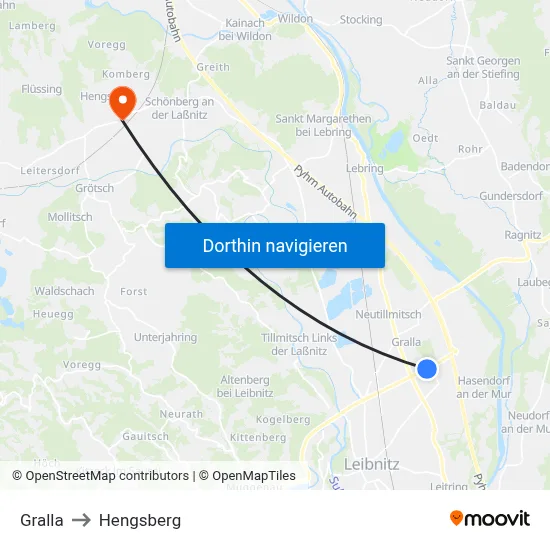 Gralla to Hengsberg map