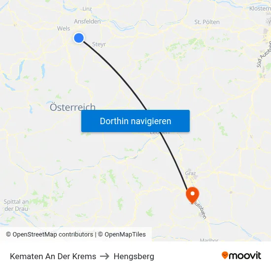 Kematen An Der Krems to Hengsberg map