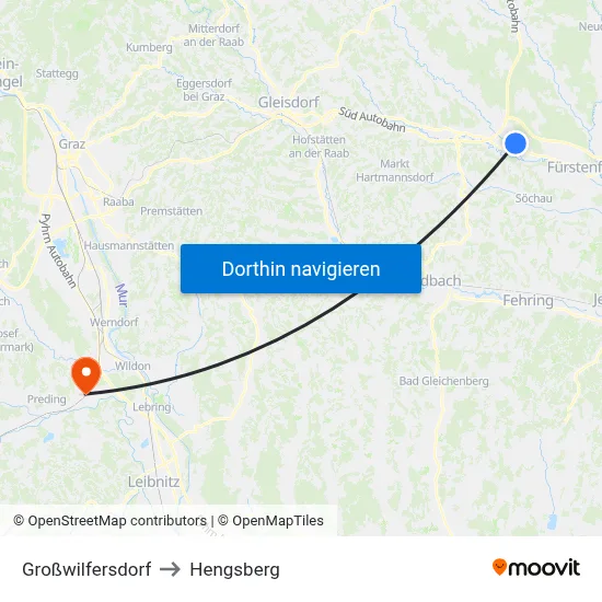 Großwilfersdorf to Hengsberg map