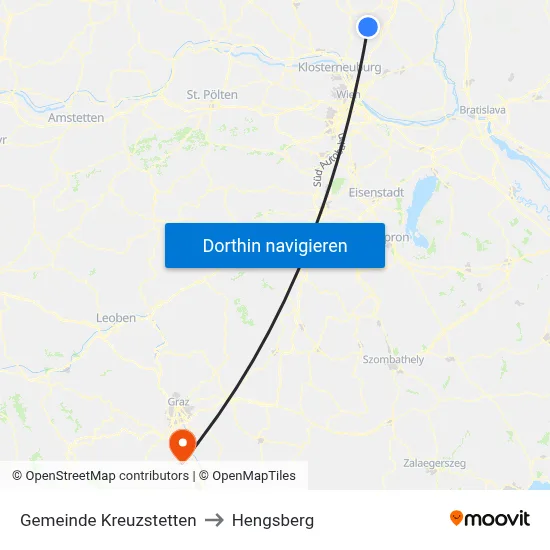 Gemeinde Kreuzstetten to Hengsberg map