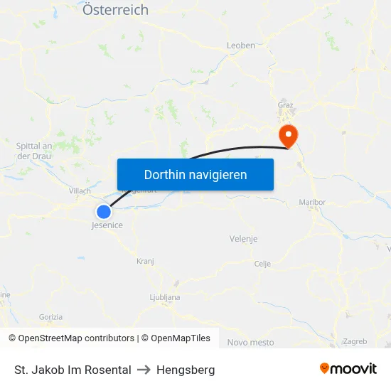 St. Jakob Im Rosental to Hengsberg map