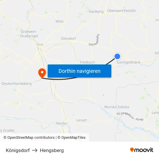 Königsdorf to Hengsberg map