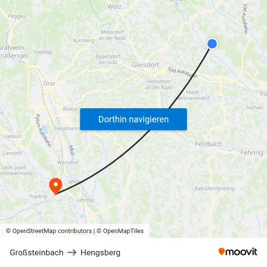 Großsteinbach to Hengsberg map