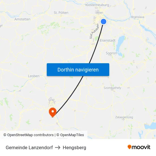 Gemeinde Lanzendorf to Hengsberg map