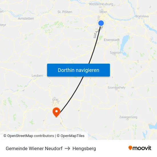 Gemeinde Wiener Neudorf to Hengsberg map