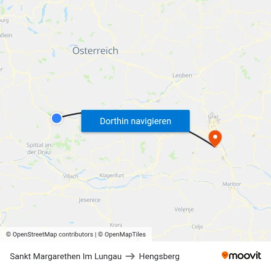 Sankt Margarethen Im Lungau to Hengsberg map