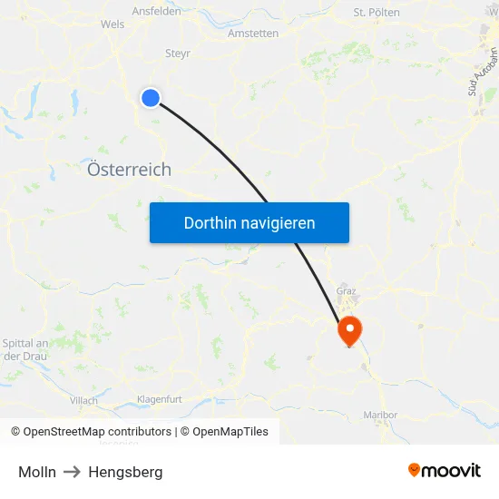 Molln to Hengsberg map