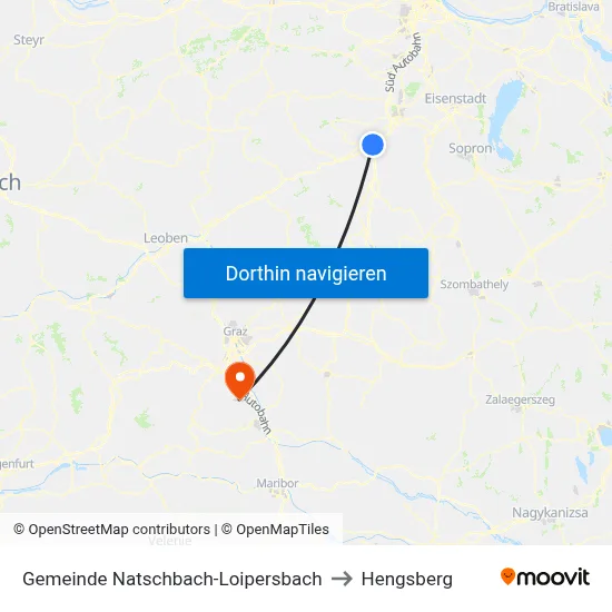 Gemeinde Natschbach-Loipersbach to Hengsberg map