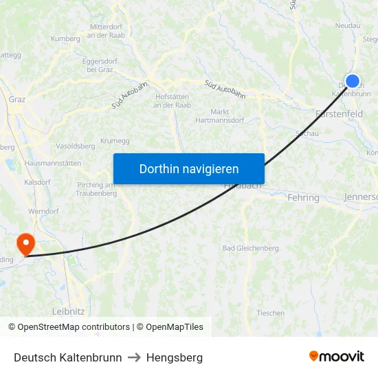 Deutsch Kaltenbrunn to Hengsberg map