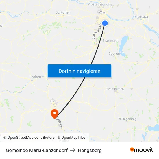 Gemeinde Maria-Lanzendorf to Hengsberg map