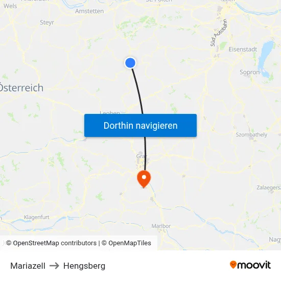 Mariazell to Hengsberg map