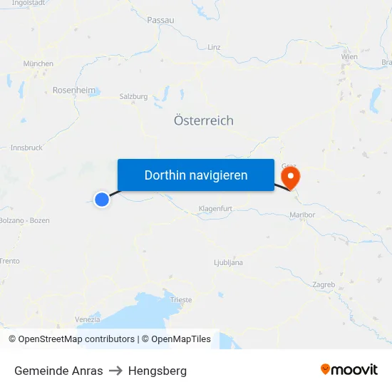 Gemeinde Anras to Hengsberg map