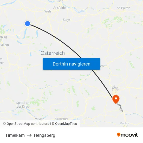 Timelkam to Hengsberg map