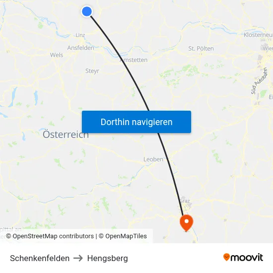 Schenkenfelden to Hengsberg map