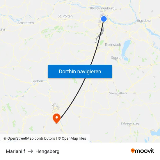 Mariahilf to Hengsberg map