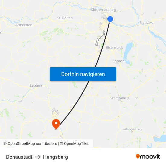 Donaustadt to Hengsberg map