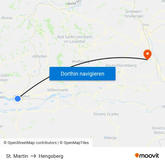 St. Martin to Hengsberg map