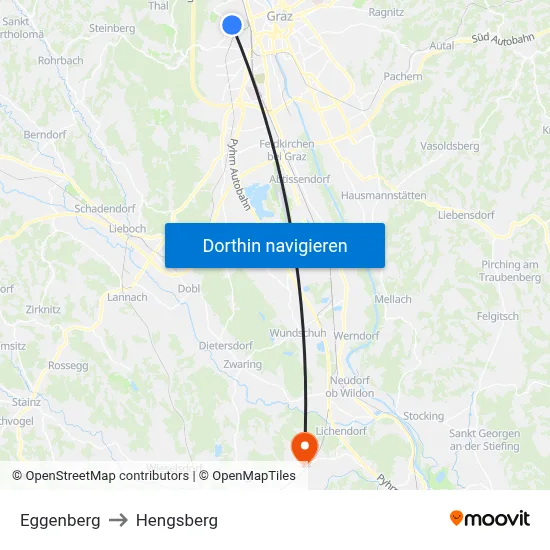 Eggenberg to Hengsberg map