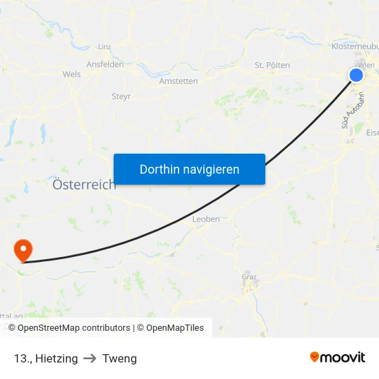 13., Hietzing to Tweng map