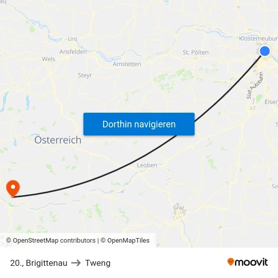 20., Brigittenau to Tweng map