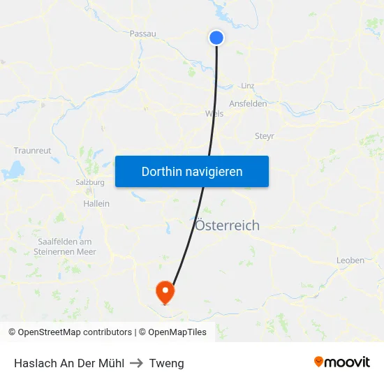 Haslach An Der Mühl to Tweng map