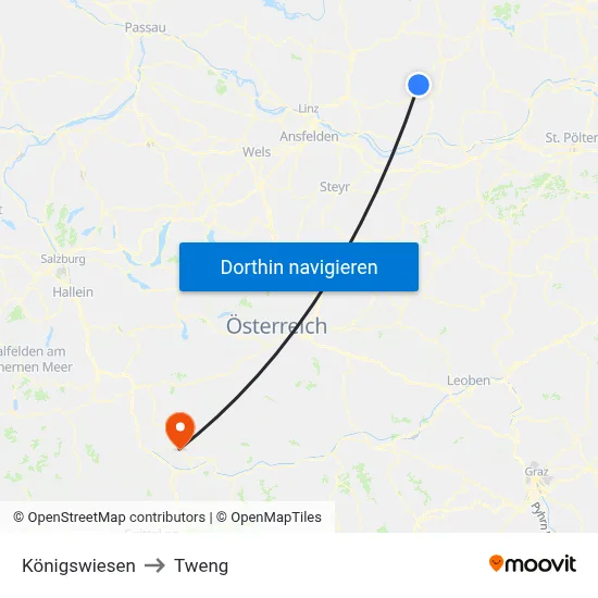 Königswiesen to Tweng map