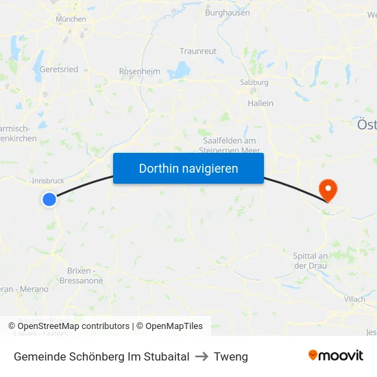 Gemeinde Schönberg Im Stubaital to Tweng map