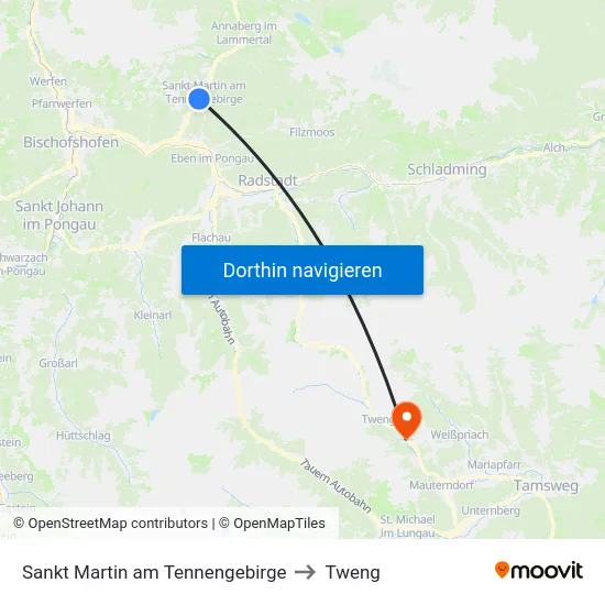 Sankt Martin am Tennengebirge to Tweng map