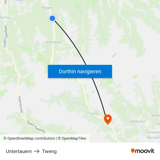 Untertauern to Tweng map