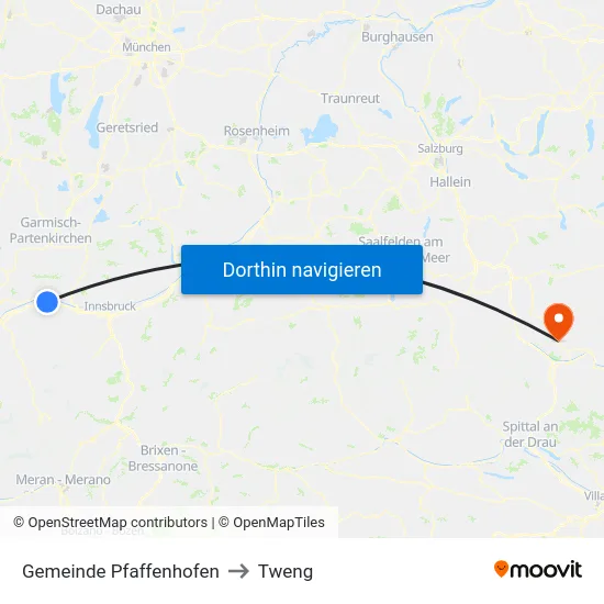 Gemeinde Pfaffenhofen to Tweng map