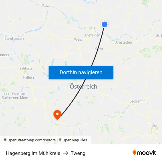 Hagenberg Im Mühlkreis to Tweng map